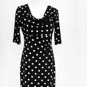 Connected Apparel black polka dot dress size 8